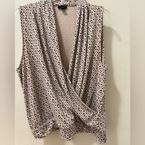 Ann Taylor Factory Cream and Black Patterned Blouse